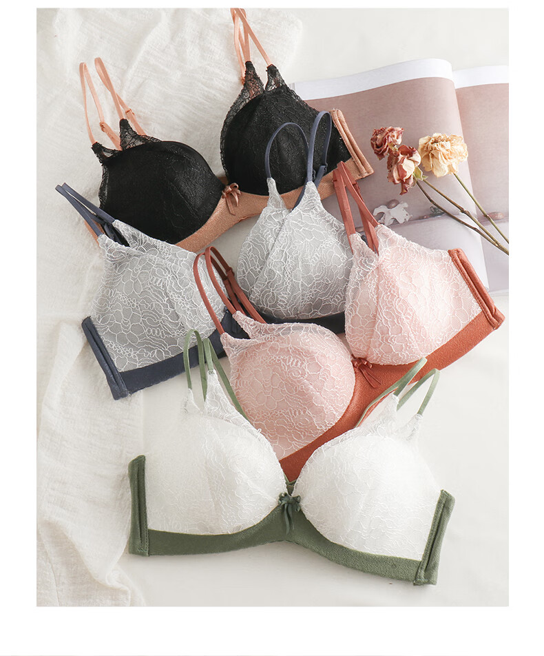 内衣套装少女内衣小胸聚拢显大无钢圈胸罩收副乳上托日系蕾丝文胸套装