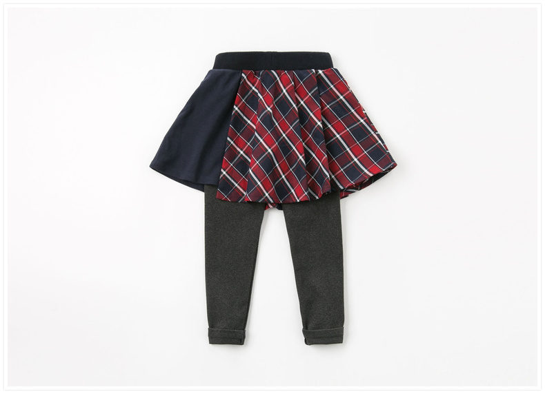 戴维贝拉春季新款儿童女童洋气裙裤 小孩中大童打底裤子 苏格兰格纹