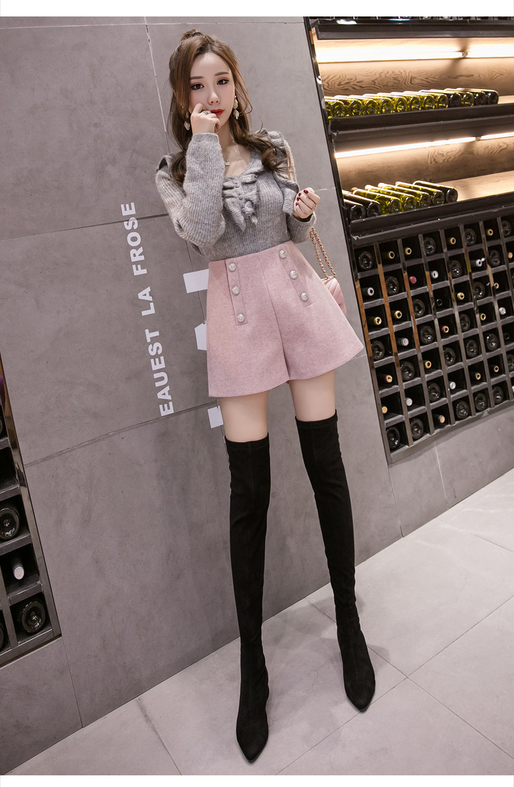 毛呢短裤女秋冬季很仙女生毛尼料冬天穿的短裤子女士妮子显年轻大学生