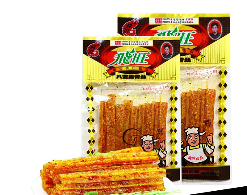 湖南特产休闲零食品麻辣儿时怀旧八宝里青丝辣条面筋 飞旺八宝丝10袋
