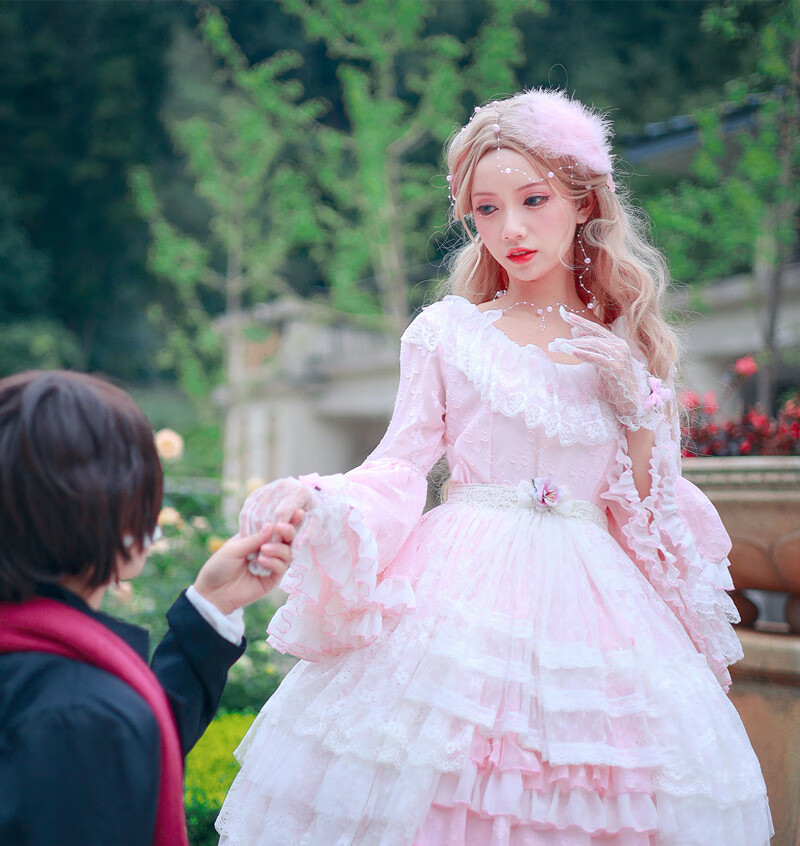 洛丽塔裙子成人长裙洛丽塔lolita裙宫廷长款花嫁日常轻lo连衣裙大黑