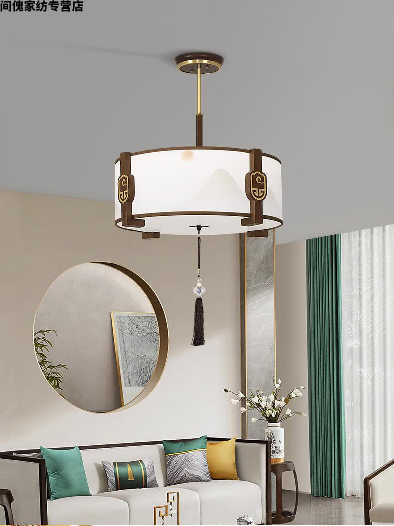 同款品质中国风新中式吊灯金丝檀木餐厅灯圆形茶室茶楼饭店走廊木艺灯