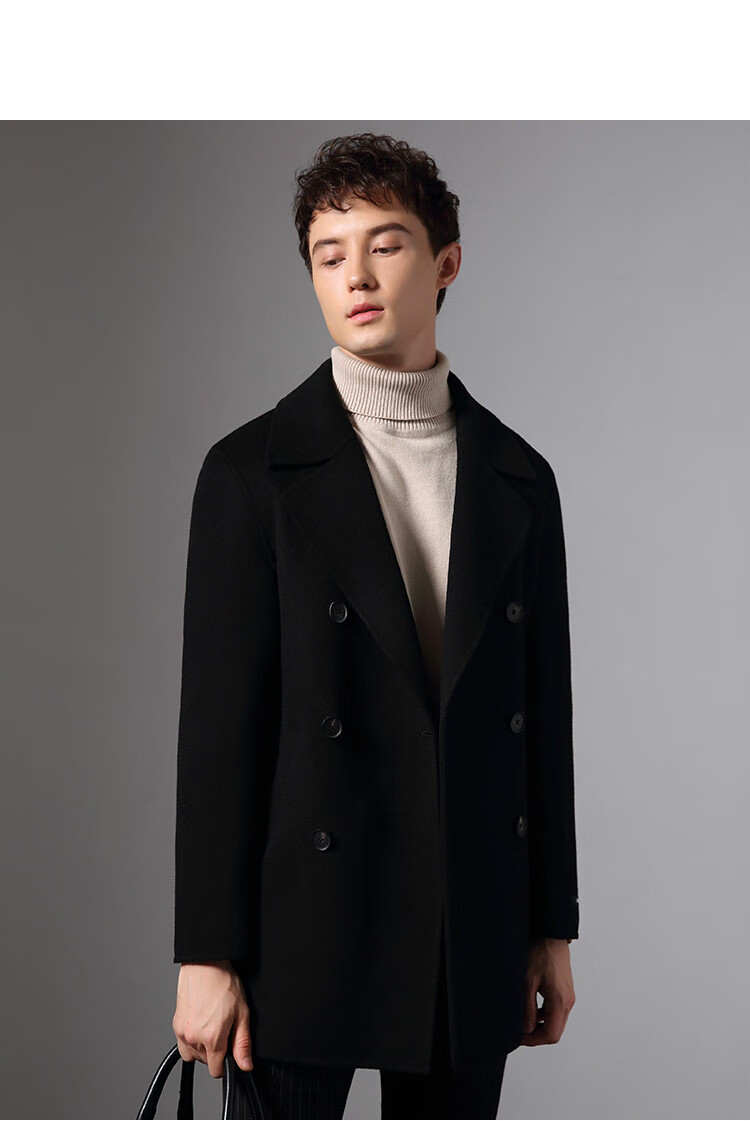 martin轻奢品牌男装冬季新款毛呢大衣男中长款双面呢羊毛大衣英伦风