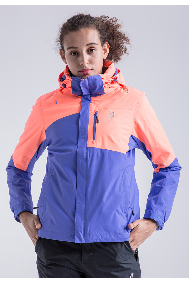 圣弗莱户外女士三合一冲锋衣秋冬两件套保暖防寒服登山服外套 桃红