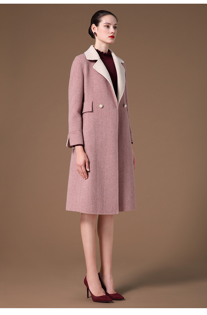 sussi/古色2019冬季新品飞天翼彩粉色/杏色翻领x型大衣 2194d1210