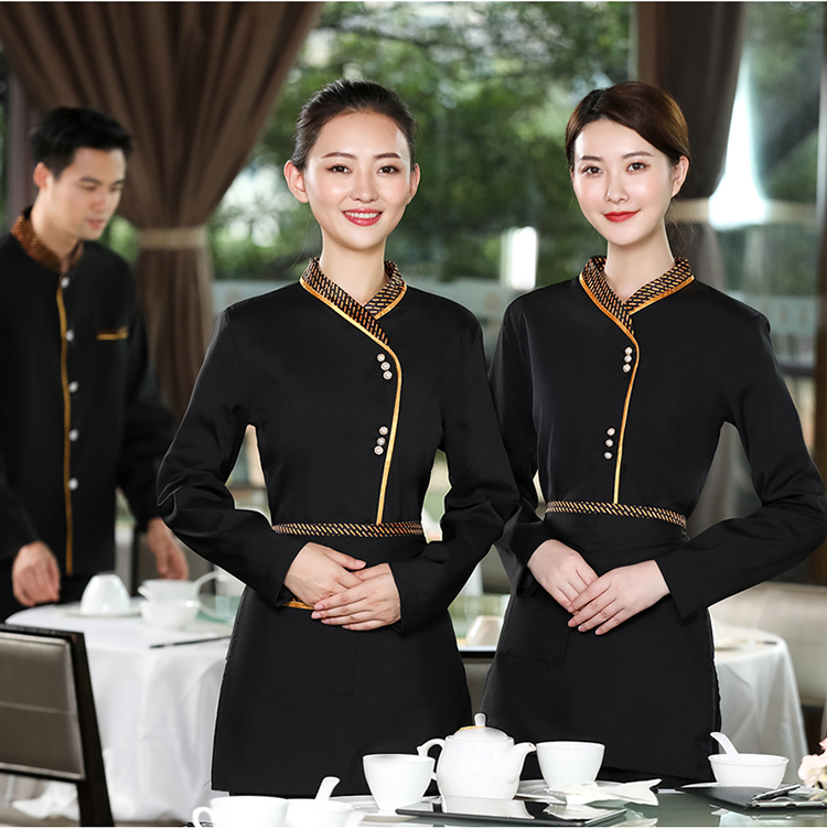 餐厅服务员工作服中式长袖秋冬装女高端餐饮酒店饭店火锅店套装yqf九