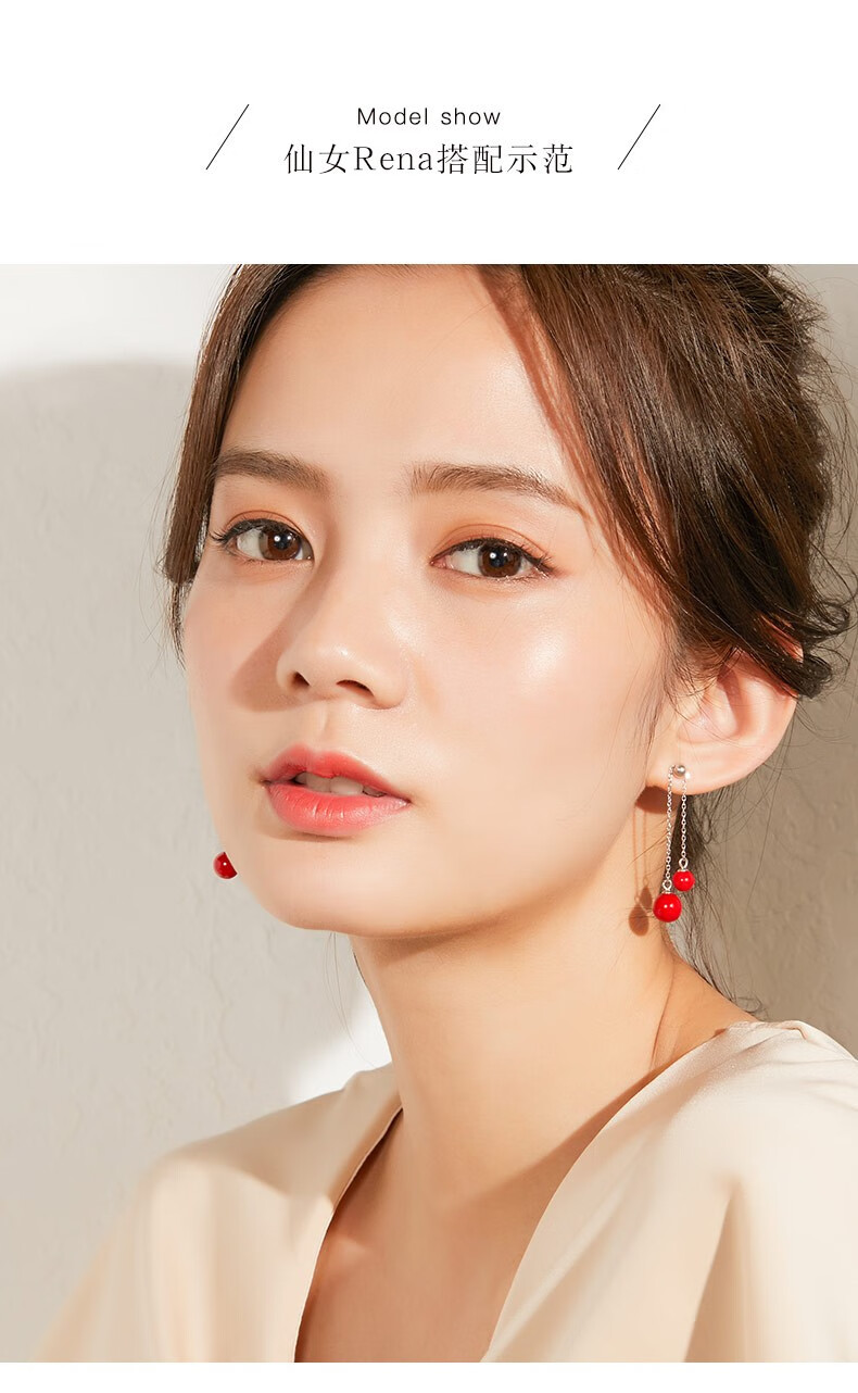 流珠银千惠s925银耳钉女耳环长款珍珠耳坠女学生新款时尚耳饰网红气质