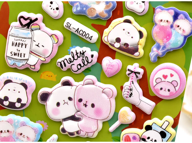 表情包贴纸儿童立体泡泡贴宝宝幼儿园小粘贴画大熊猫小红书抖音同款