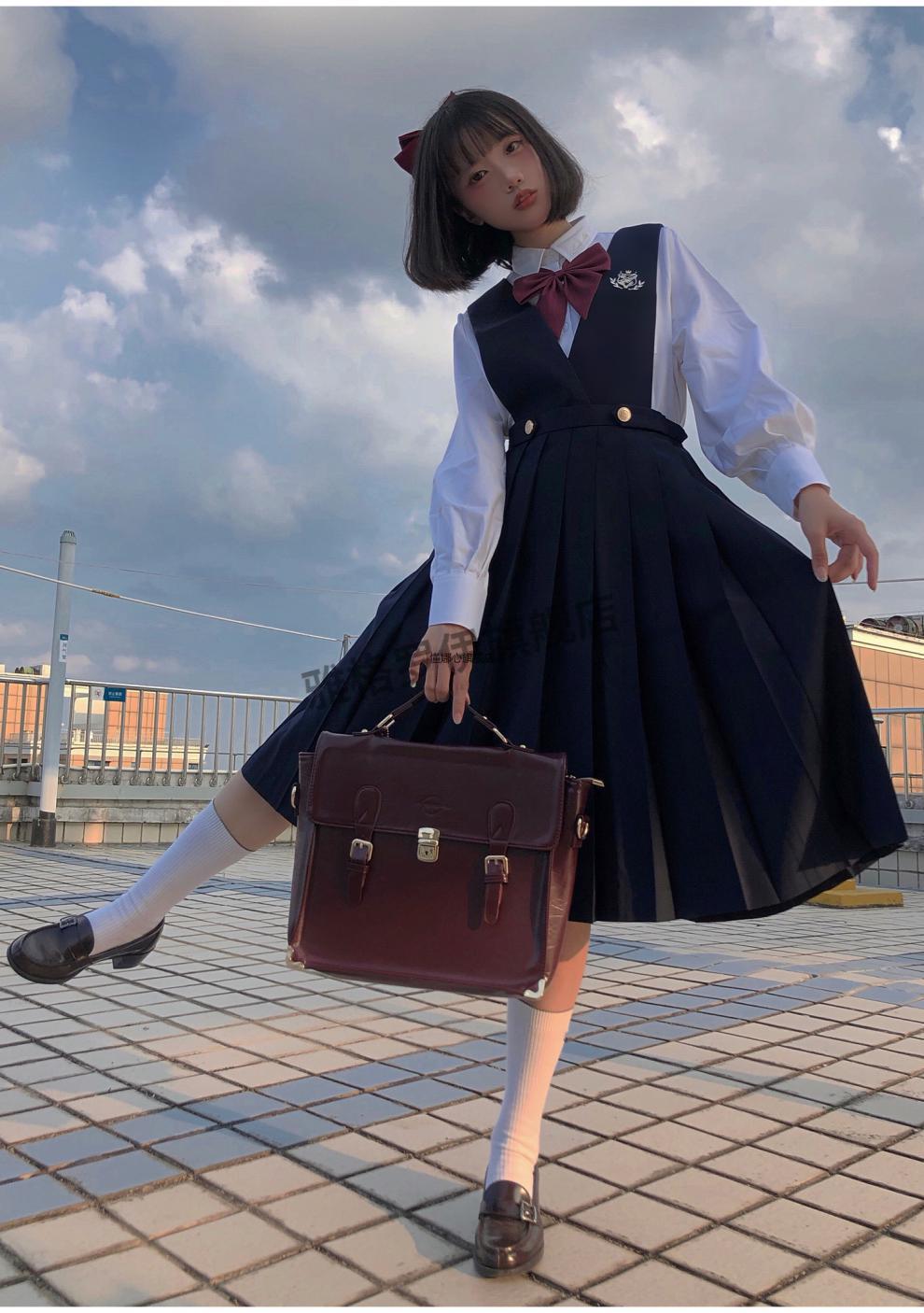 懂娜心jk制服套装学院风胡桃木西式大小姐jk白雪姬泡泡袖衬衫xs