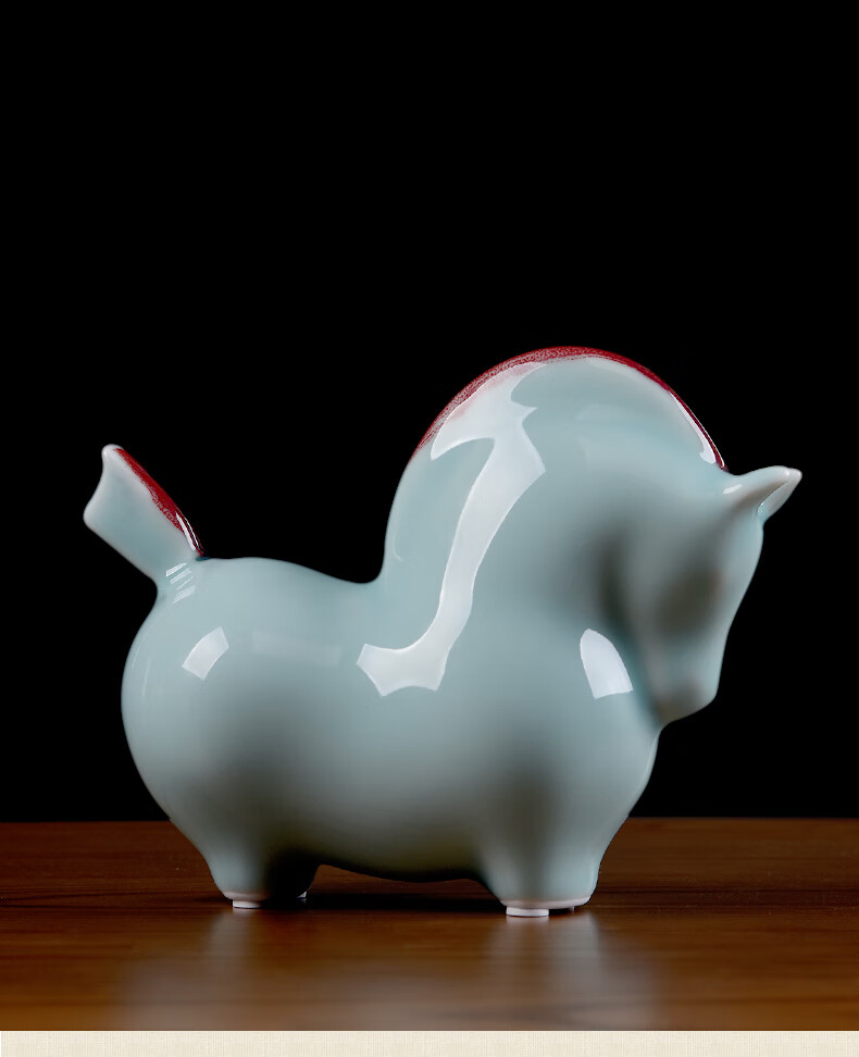 东方泥土德化白瓷雕塑艺术品桌面摆设陶瓷装饰马摆件马踏飞燕d49108b