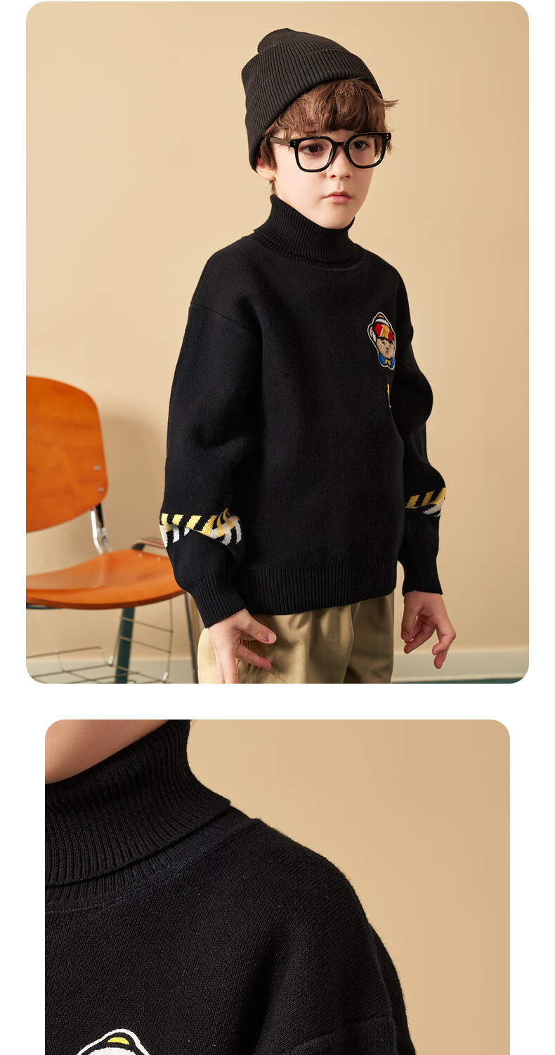 MQD Winter New Boys' Turtleneck Thickened Warm Sweater 4