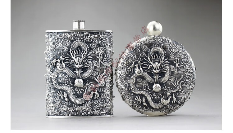 自营专营店酒壶随身纯银酒壶纯银999足银纯手工随身复古风密封便携