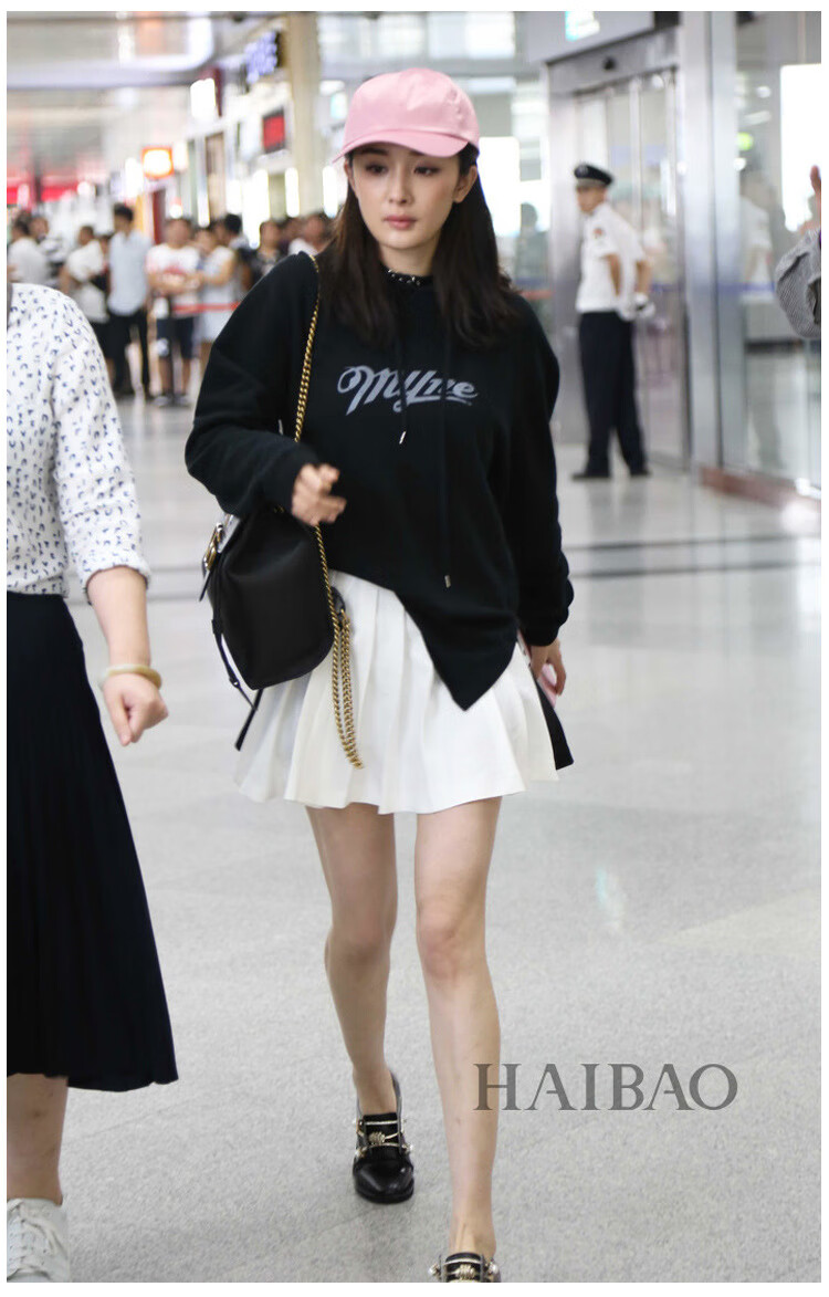 秋冬新款tb百褶裙明星同款杨幂半身裙a字裙网球裙伞裙女短裙 白色