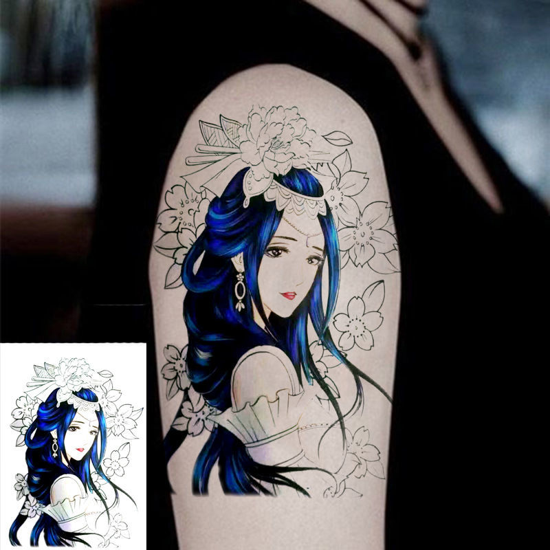 纹身贴洗不掉滴血狼头纹身贴防水男逼真手臂胸部背部狼头纹身贴纸刺青