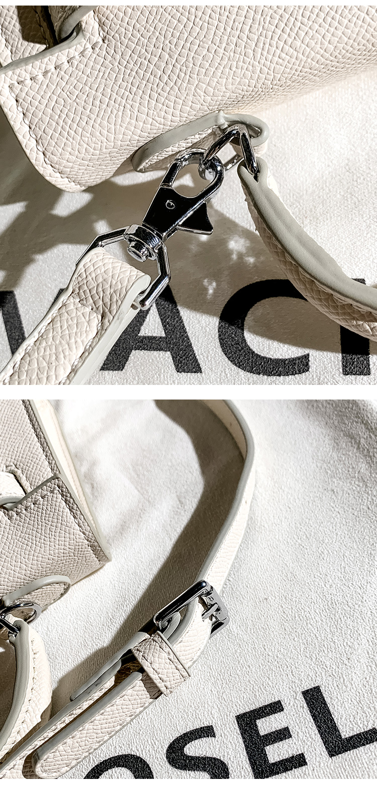 香港mackjhosel秋冬二代真皮白色mini凯莉包女2022新款手提包斜挎