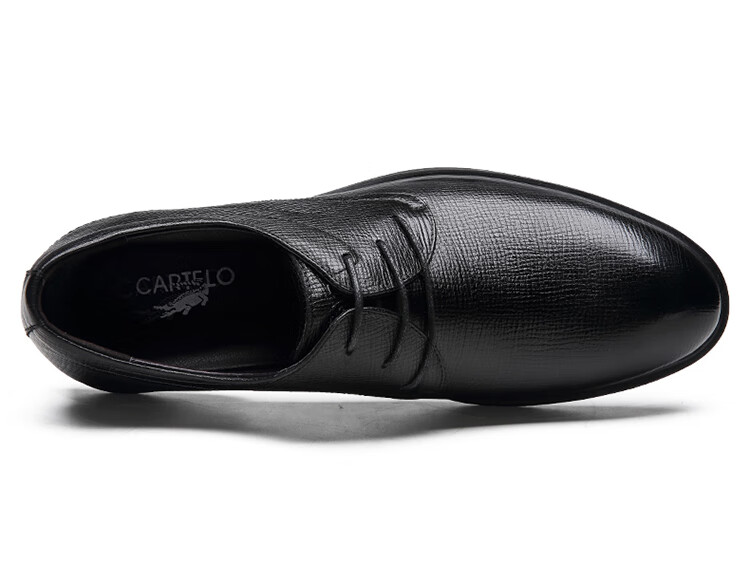 卡帝乐鳄鱼(cartelo)英伦男士皮鞋头层牛皮透气正装鞋职场百搭低帮