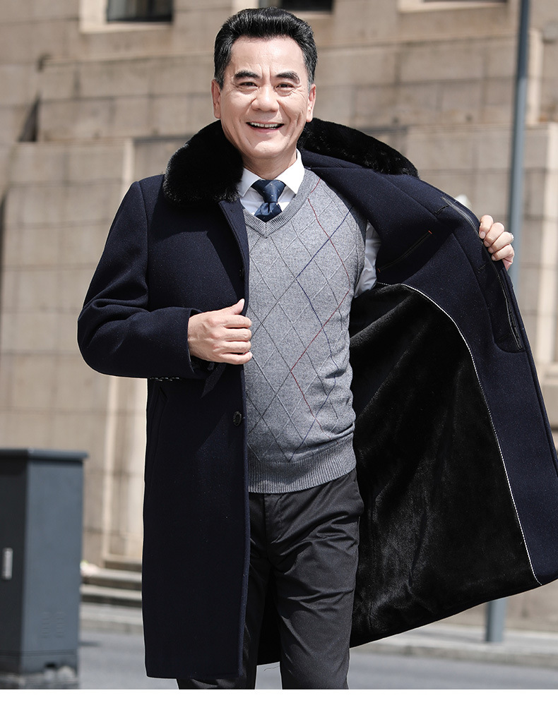 俞兆林【品牌直降】男士冬季外套毛呢大衣中长款加绒加厚商务休闲毛领