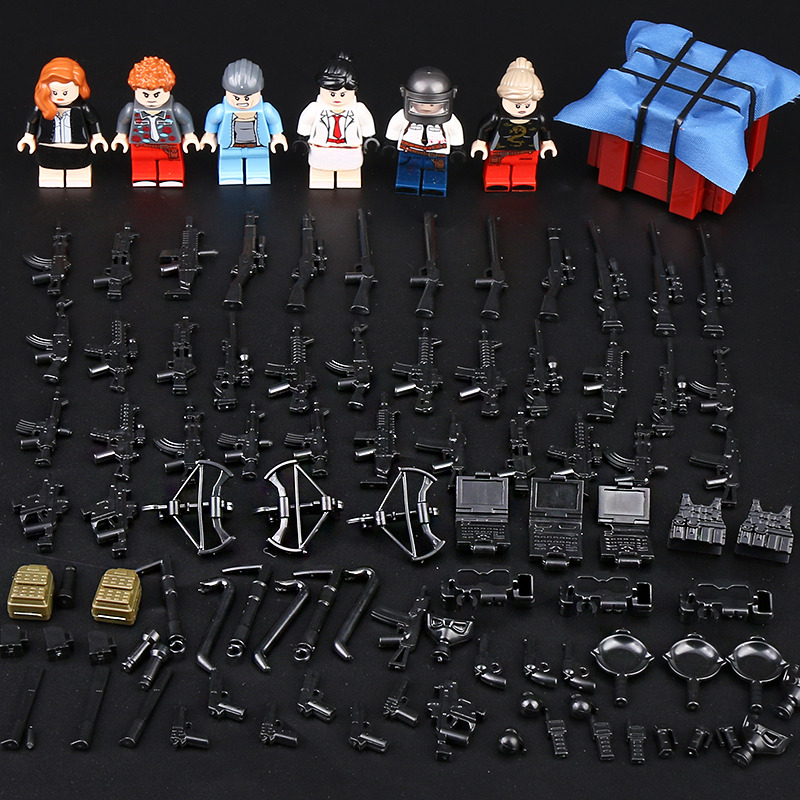 警察特种兵军事人仔吃鸡小人偶公仔绝地求生拼装积木玩具 b款空投吉利