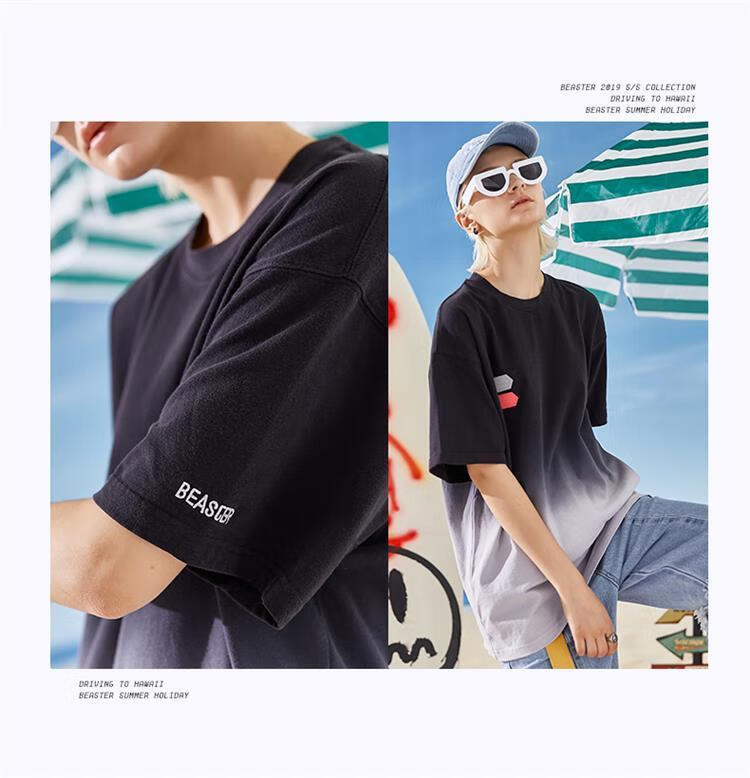 drew 小恶魔鬼脸渐变色情侣国潮流短袖t恤男半袖衣服oversizehxm6341