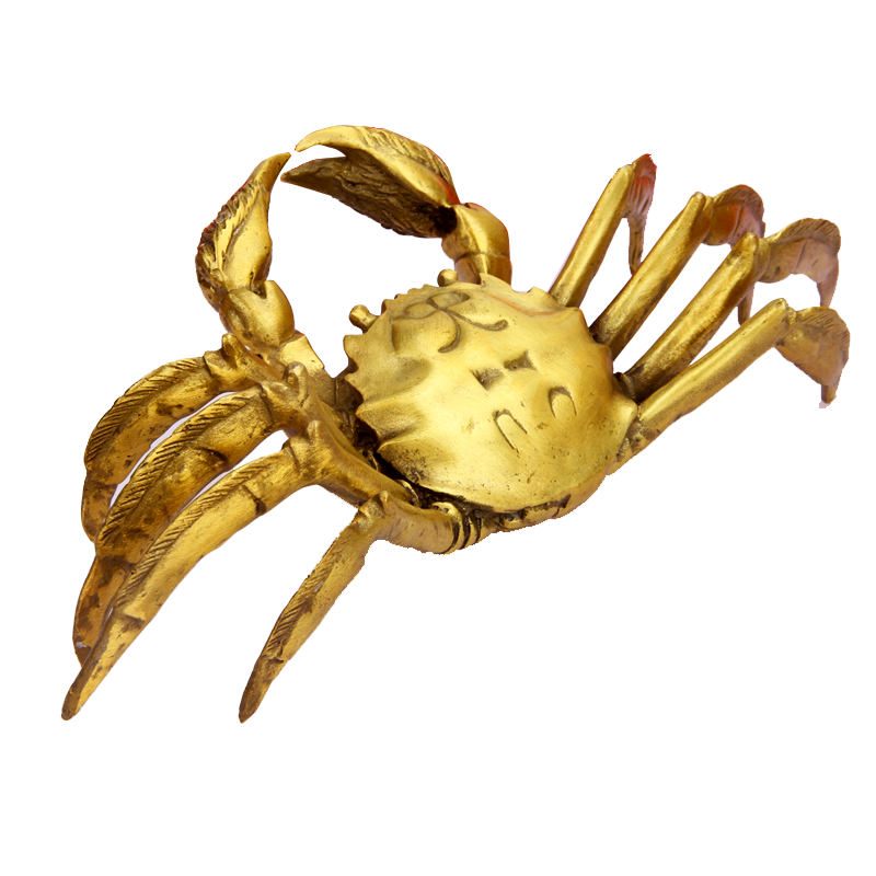 喵末 现代中式螃蟹摆件黄铜金钱螃蟹铜蟹工艺品客厅电视柜玄关办公桌