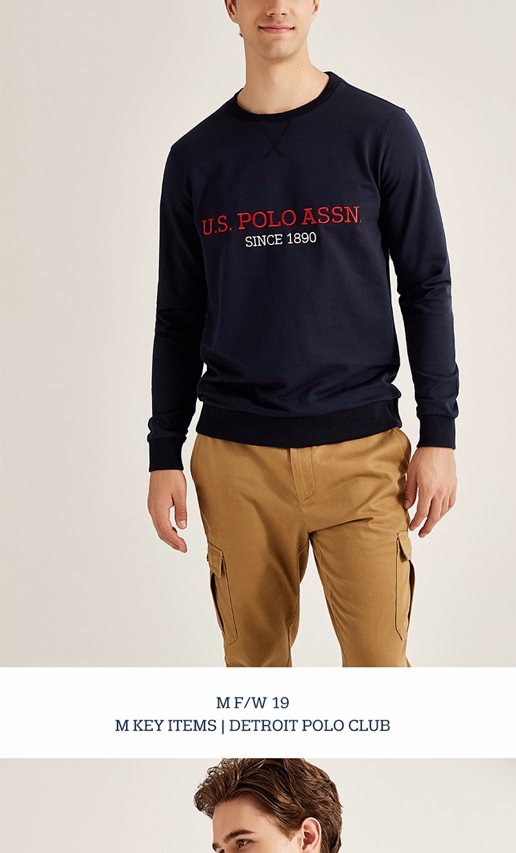 u.s.polo assn.卫衣男2020新品简约休闲圆领长袖卫衣男 浅灰色 l