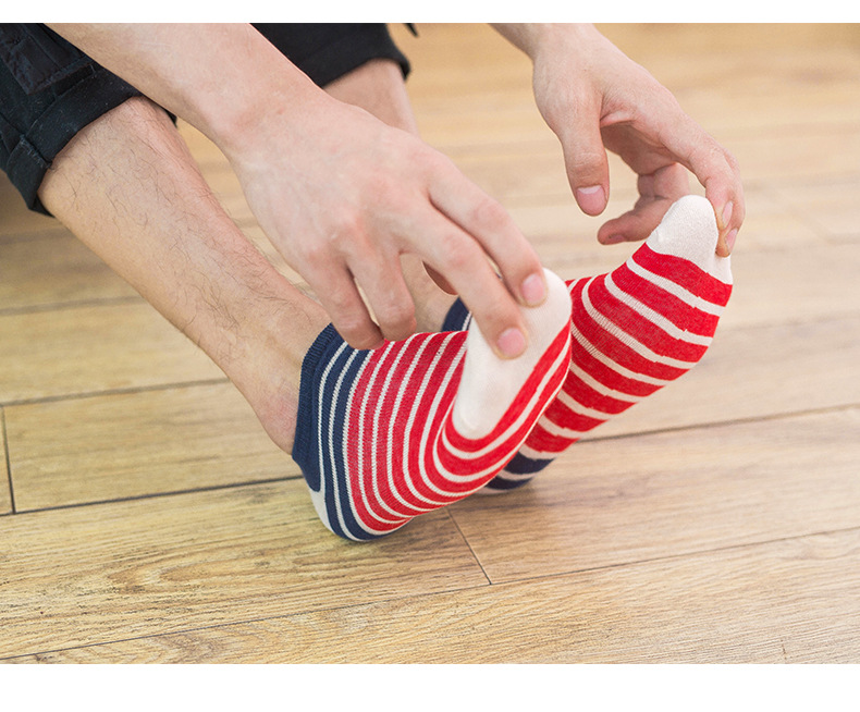 jds 依以白纯条纹袜子男短袜夏季船袜男士纯棉防臭吸汗夏天薄款低帮