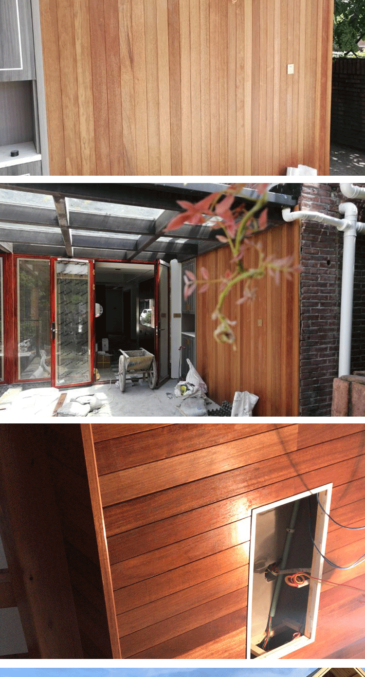 桑拿房地板 印尼菠萝格扣板户外庭院阳台阳光房实木墙吊顶板桑拿板