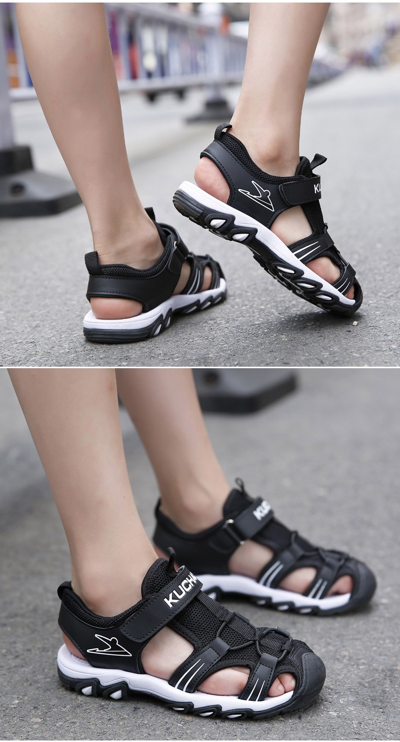 中大童鞋运动小学生男孩凉鞋韩版潮时尚百搭a53军绿31码鞋内长198cm