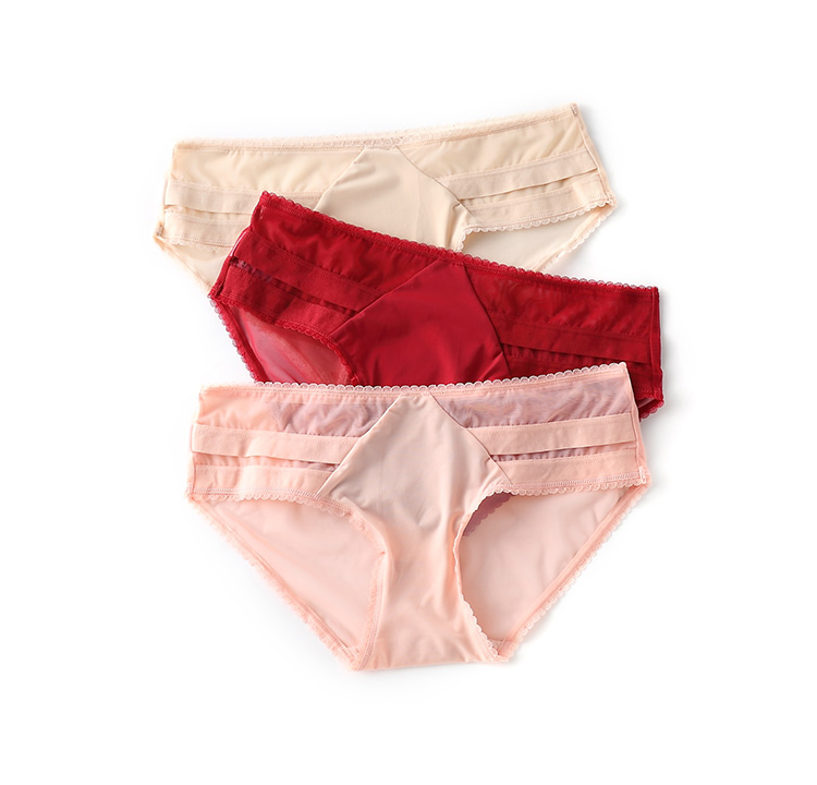 geldherr轻奢品牌3条超薄透气网纱中低腰女士内裤性感透明无痕蕾丝边