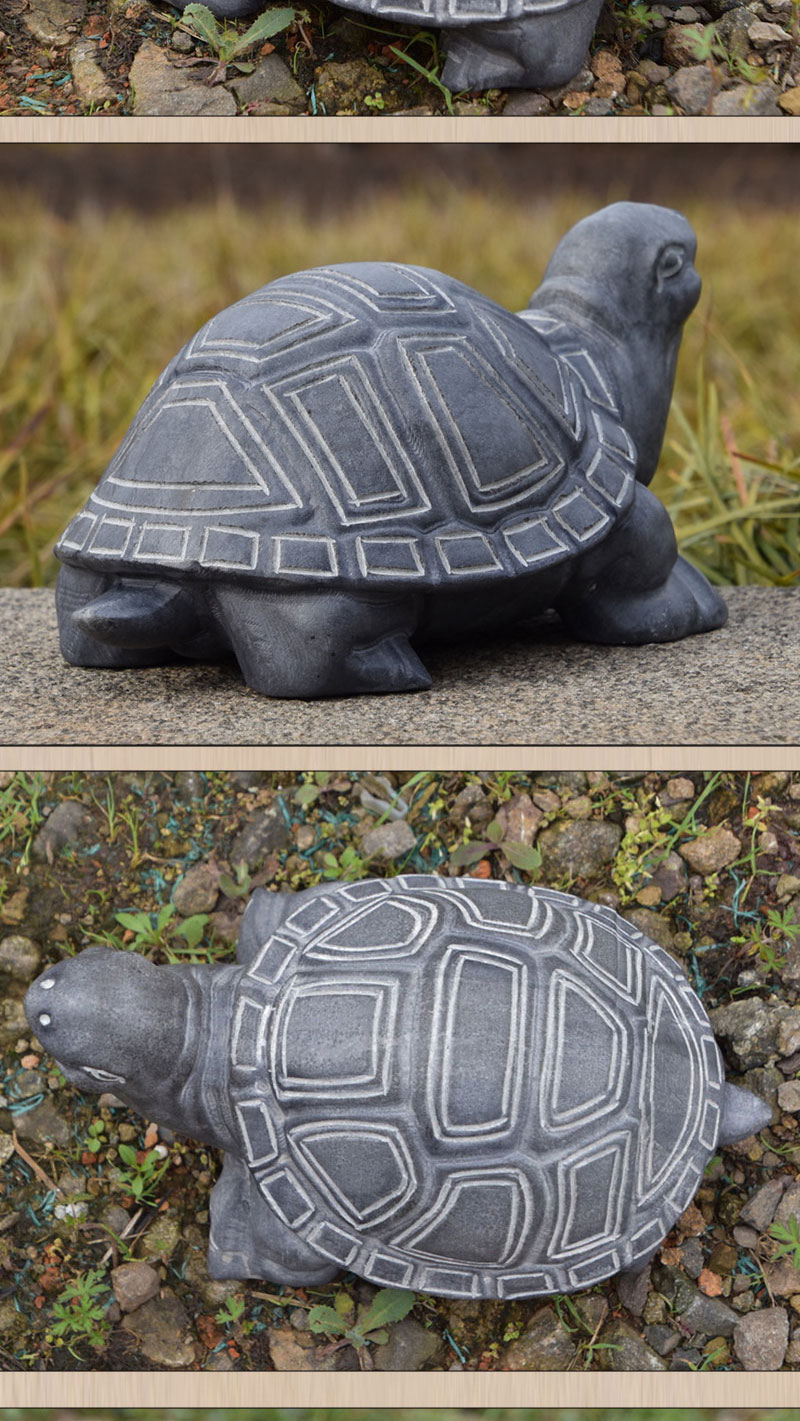 石雕乌龟石龟摆件天然青石雕刻石头乌龟鱼池景观庭院花园装饰 长30宽