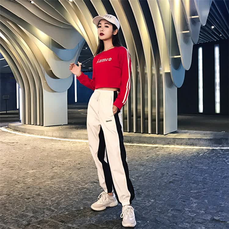 爵士舞服装女套装韩版学生现代表演服练功服现代舞蹈jazz套装tz 黑色