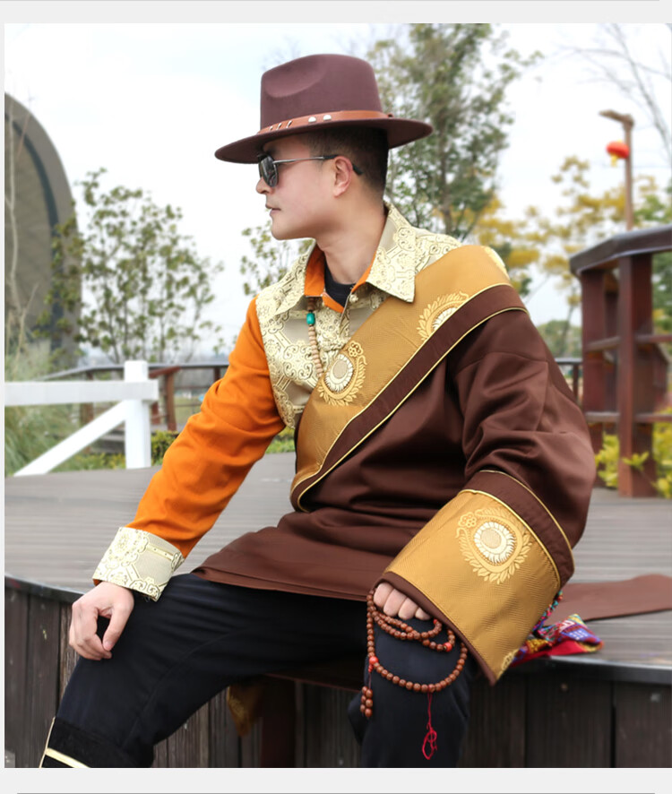 藏服男冬装冬季新品藏袍西藏民族风藏装套装藏式外套拼色藏族服装式藏