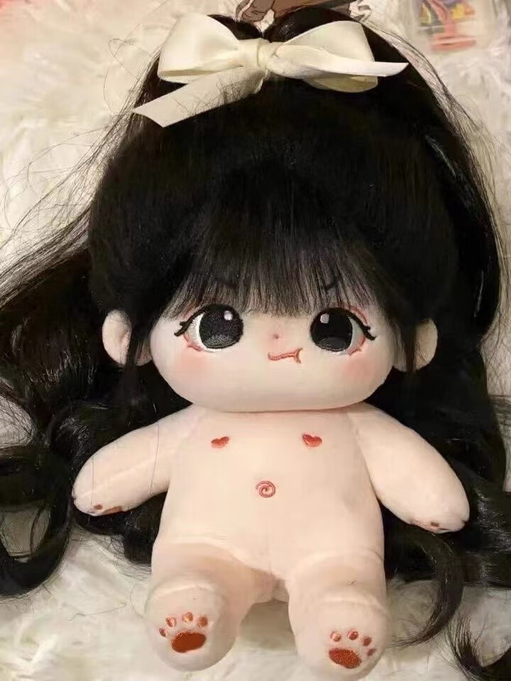 古力古力棉花娃娃难哄 难哄20cm厘米棉花娃娃 无属性黑色直炸毛裸娃