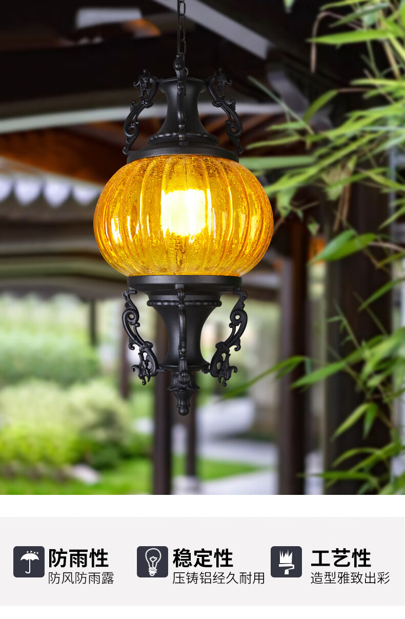 别墅大门头中式户外吊灯仿古屋檐廊灯笼过道古典宫灯凉亭庭院复古室外