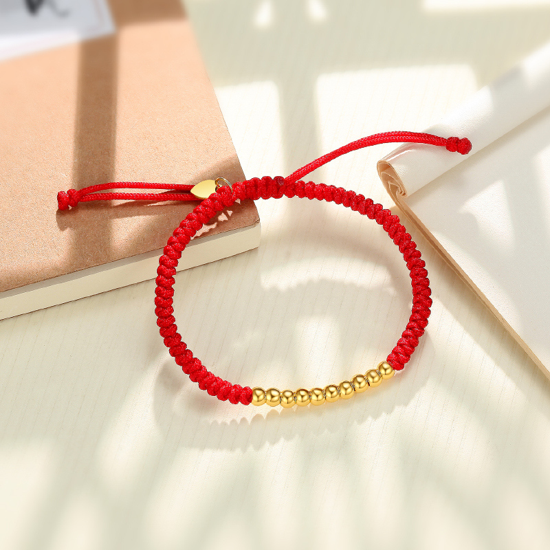 潮宏基 十全十美 黄金手链足金转运珠手绳婴儿手链金珠串珠红绳手饰