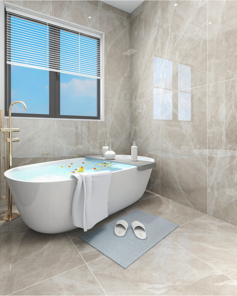 欧汉达现代轻奢通体大理石瓷砖600x1200客厅灰色地砖卫生间墙砖地板砖