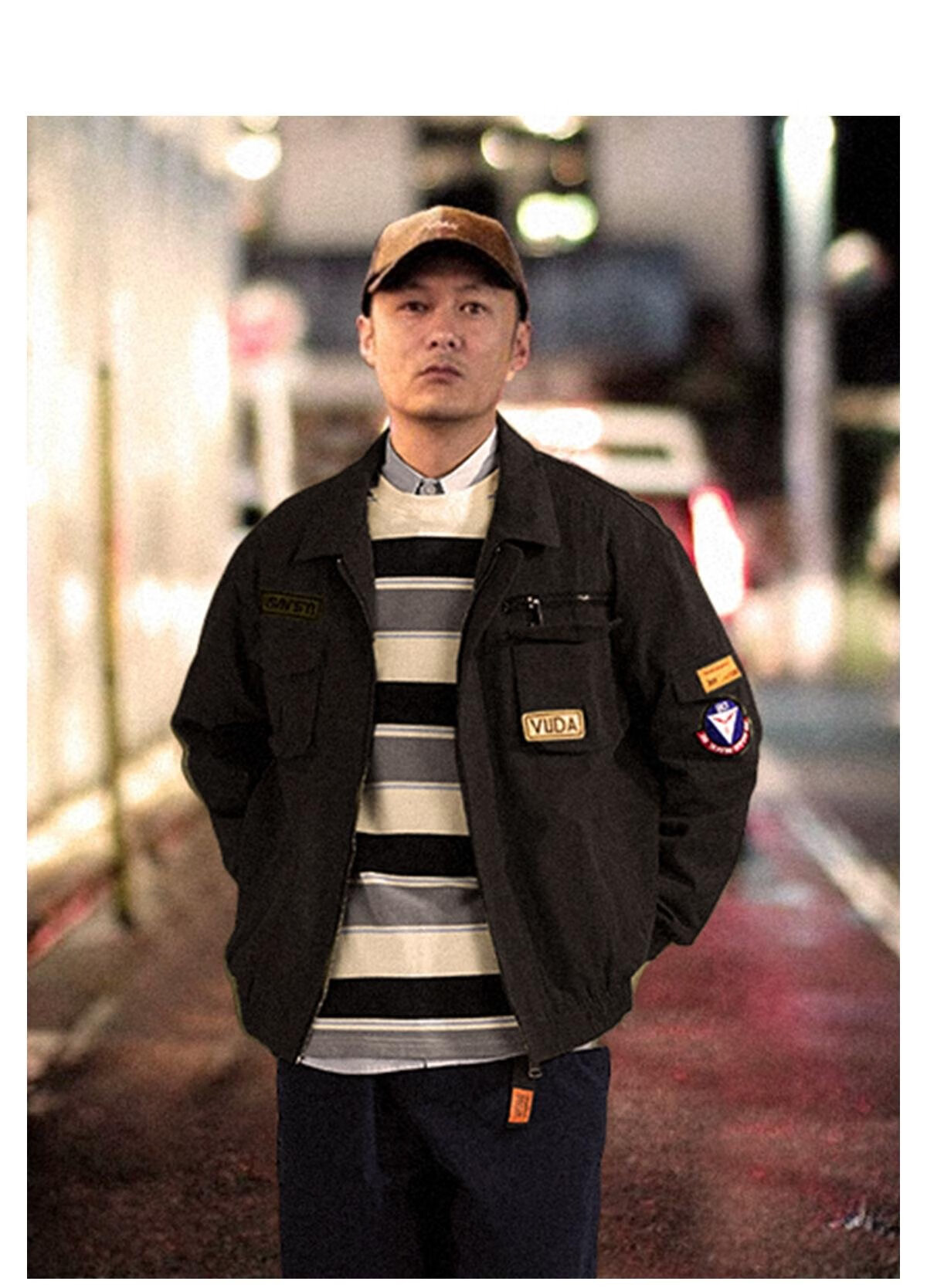 psax潮牌春秋工装余文乐飞行员夹克男ma1秋季外套棒球服宽松潮流秋冬