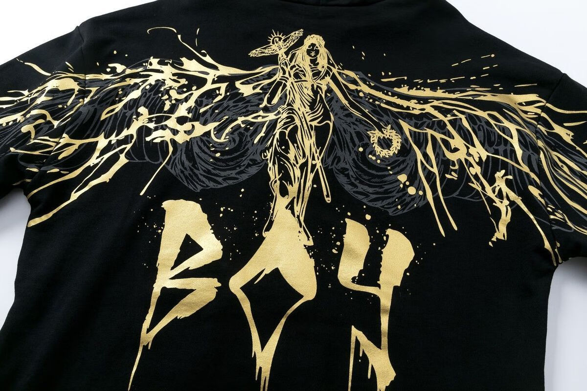 伦敦男孩(boy london) boy潮牌老鹰烫金翅膀连帽卫衣男秋 8001黑色 m