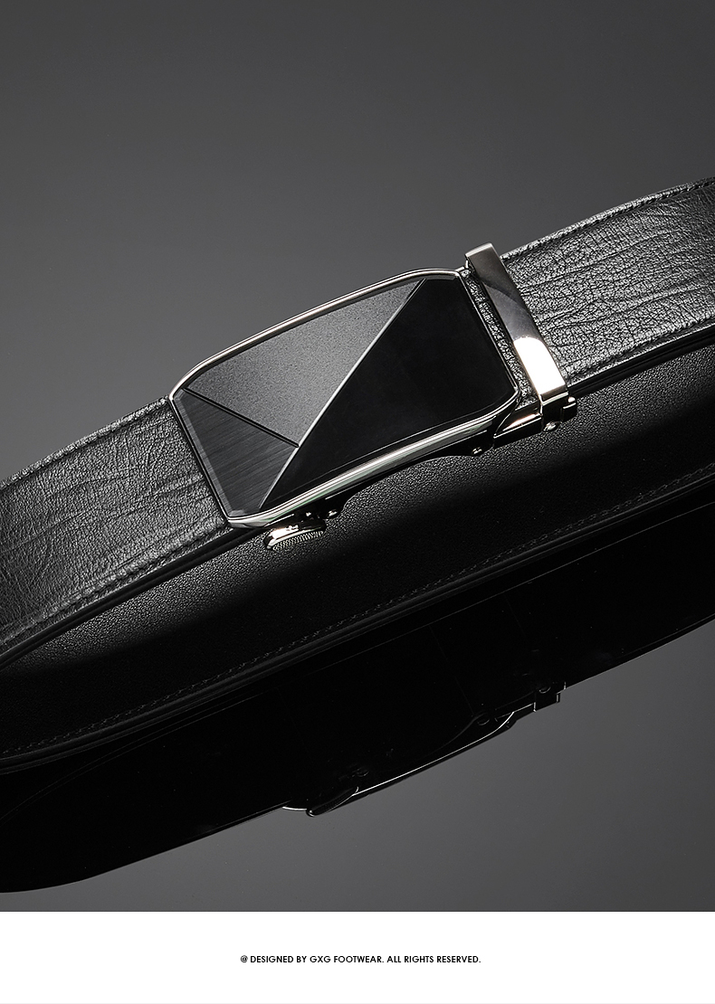 gxg皮带男士真皮自动扣裤带商务休闲百搭青年牛皮裤腰带腰带男黑色120