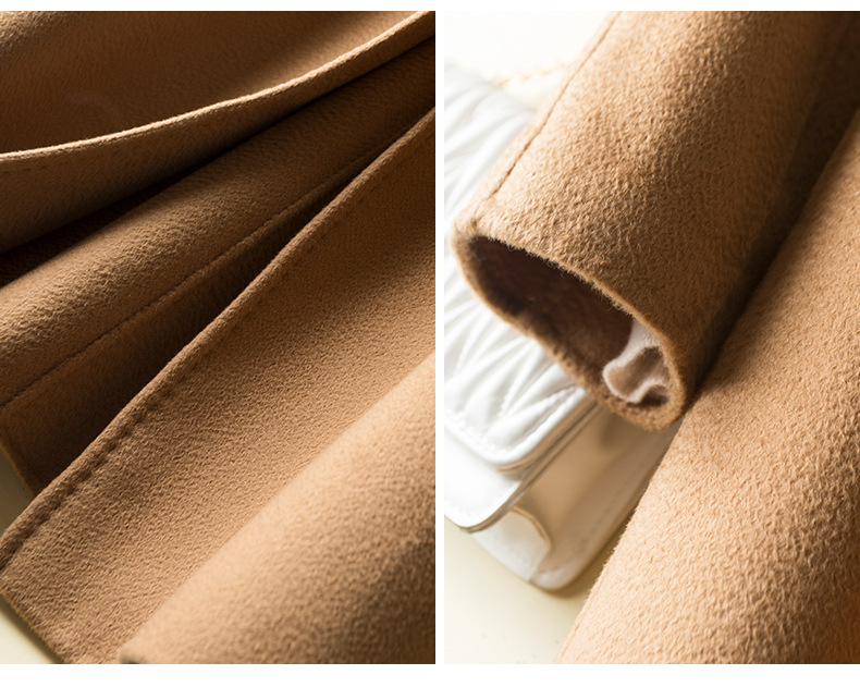 黑色双面呢羊绒大衣女腰带中长款韩版宽松赫本风高端羊毛呢子外套 冰