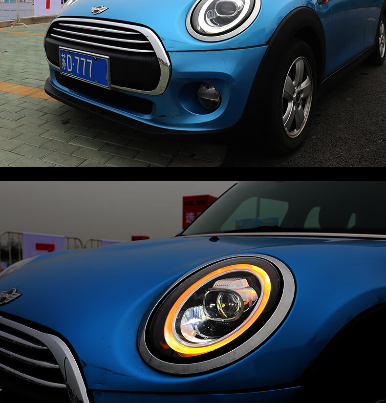mini大灯总成改装f55 f56 f54高配版r56led日行灯 r56/55单只七彩迎宾