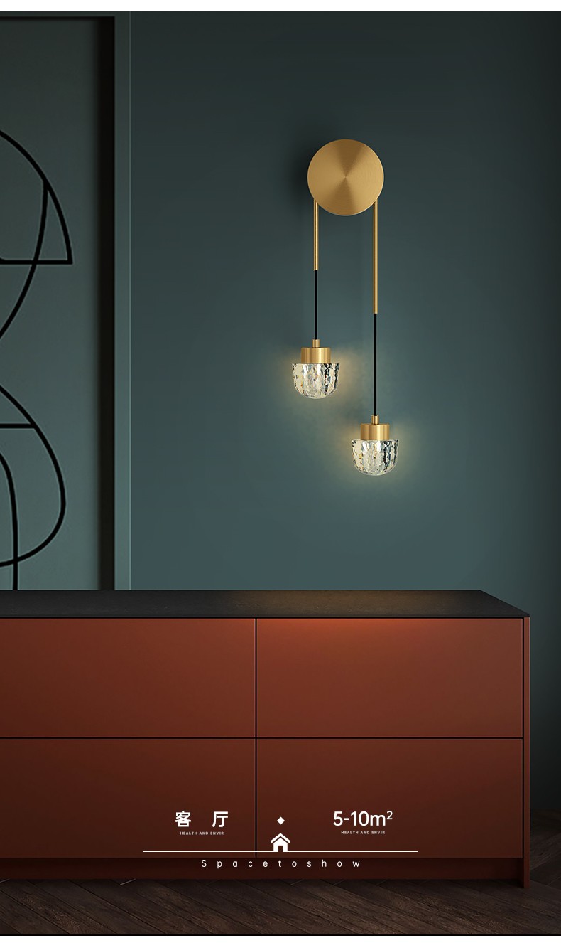 凯萨罗灯全铜水晶壁灯卧室床头后现代简约创意网红北欧极简客厅楼梯灯