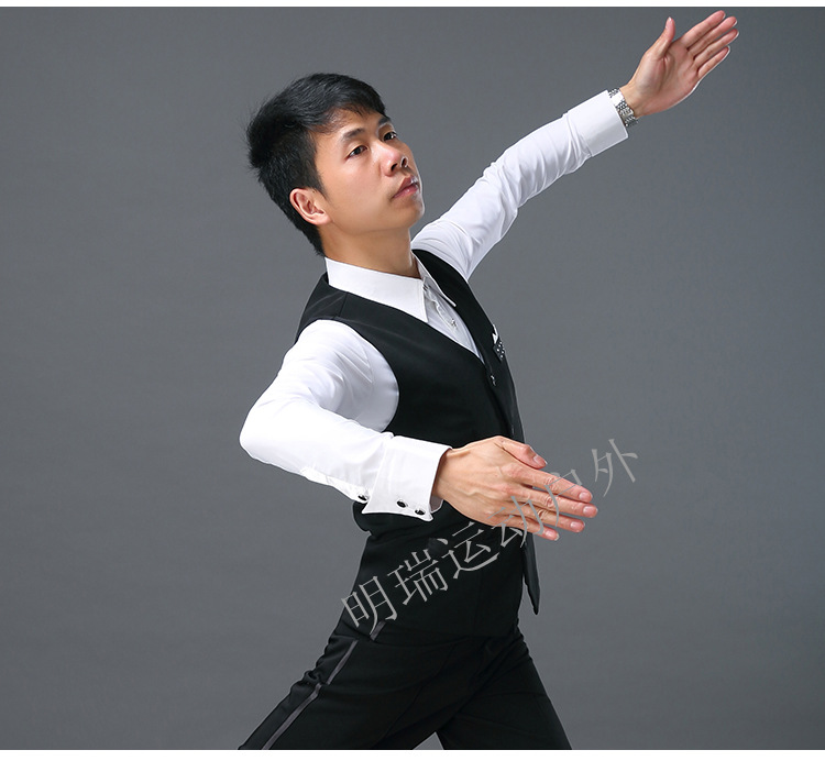 国标舞蹈马甲秋冬新款摩登舞男士交谊拉丁舞蹈成人练功上衣表演出比赛