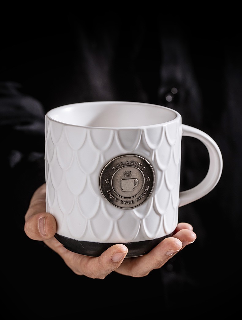 原创铜牌杯 铜片金属马克杯 星杯子水杯 咖啡杯定制雕刻广告logo 文革