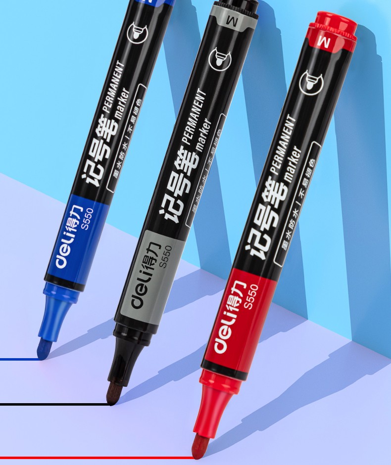 得力(deli) 大头/大双头记号笔 粗 防水快干 马克笔 办公学生文具