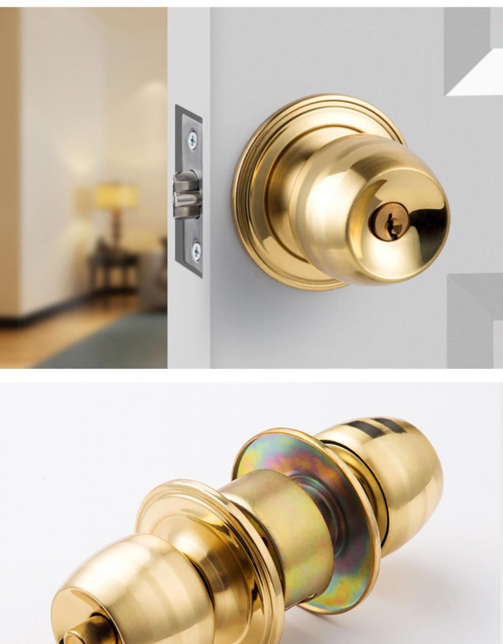 简易木门锁球形门锁家用室内卧室卫生间通用型锁具木门房门球型不锈钢