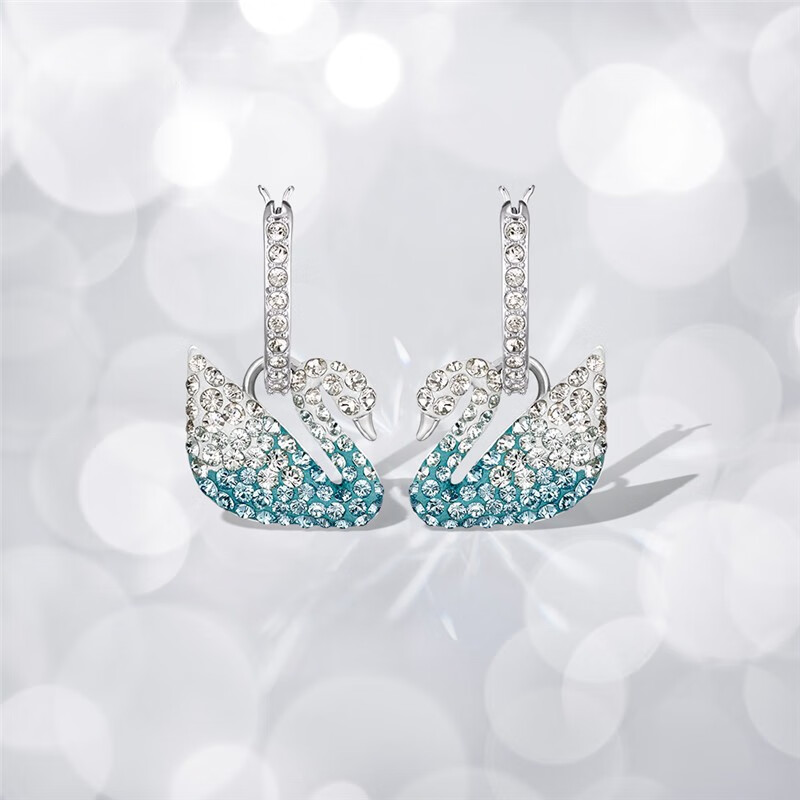 swarovski施华洛世奇2019新款蓝色渐变天鹅耳环女士耳坠清新仙女范