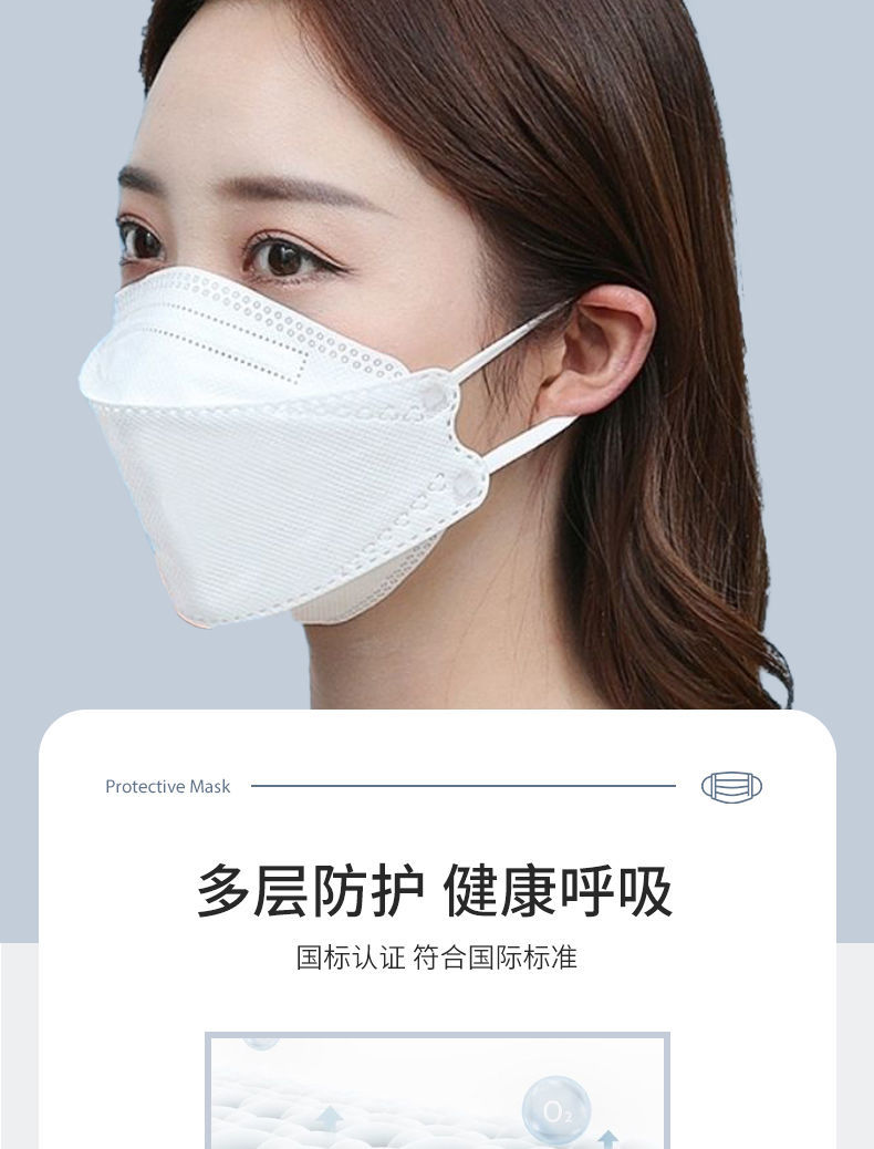 kf94口罩网红韩版鱼嘴柳叶型七彩渐变色4d立体高颜值一次性口罩 kf94