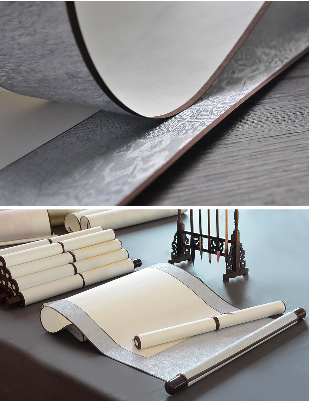 精装裱生宣纸空白画轴半生半熟卷轴空白纸书法作品纸