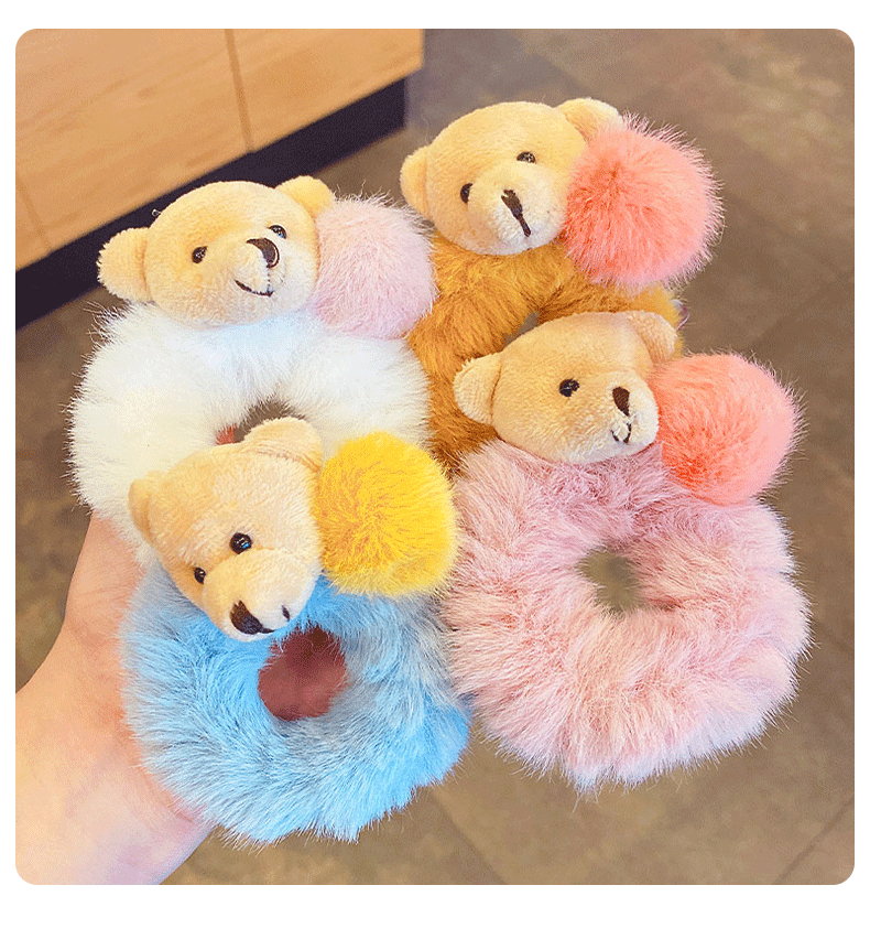 清寻儿童韩版小熊发圈2021新款网红发饰小女孩皮筋不伤发女童发绳头饰